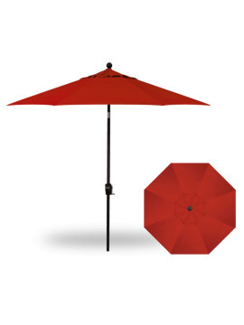 9' Push Button Tilt Umbrella - Black / Really Red